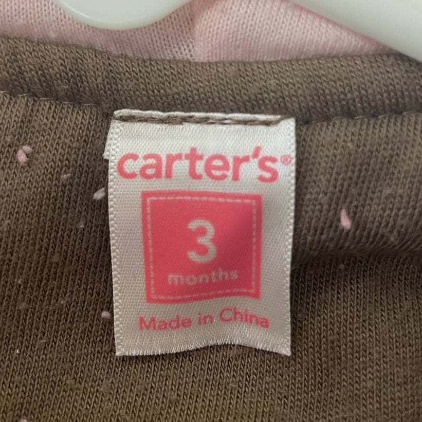 Carter's Baby Girls 3 Months Snap Up Warm Polka Dot Hooded One Piece w Ears