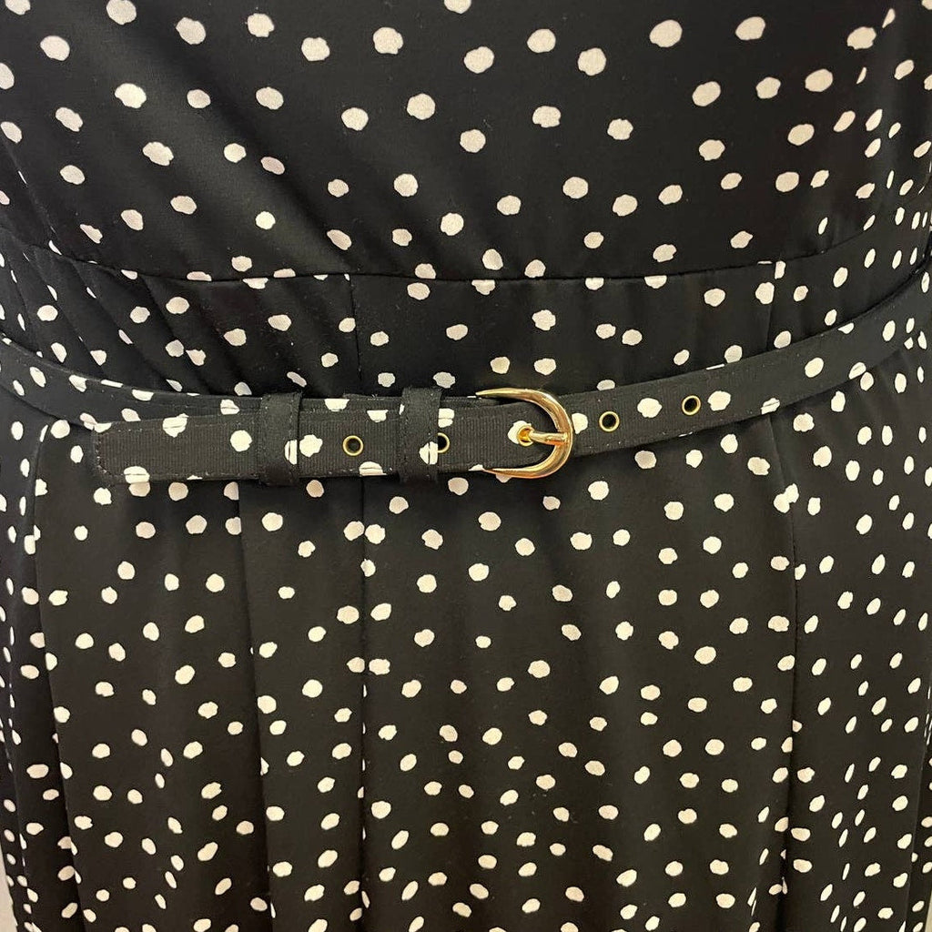 Charter Club 1X Half Sleeve Polka Dot Matching Belt Below The Knee Flowy Dress