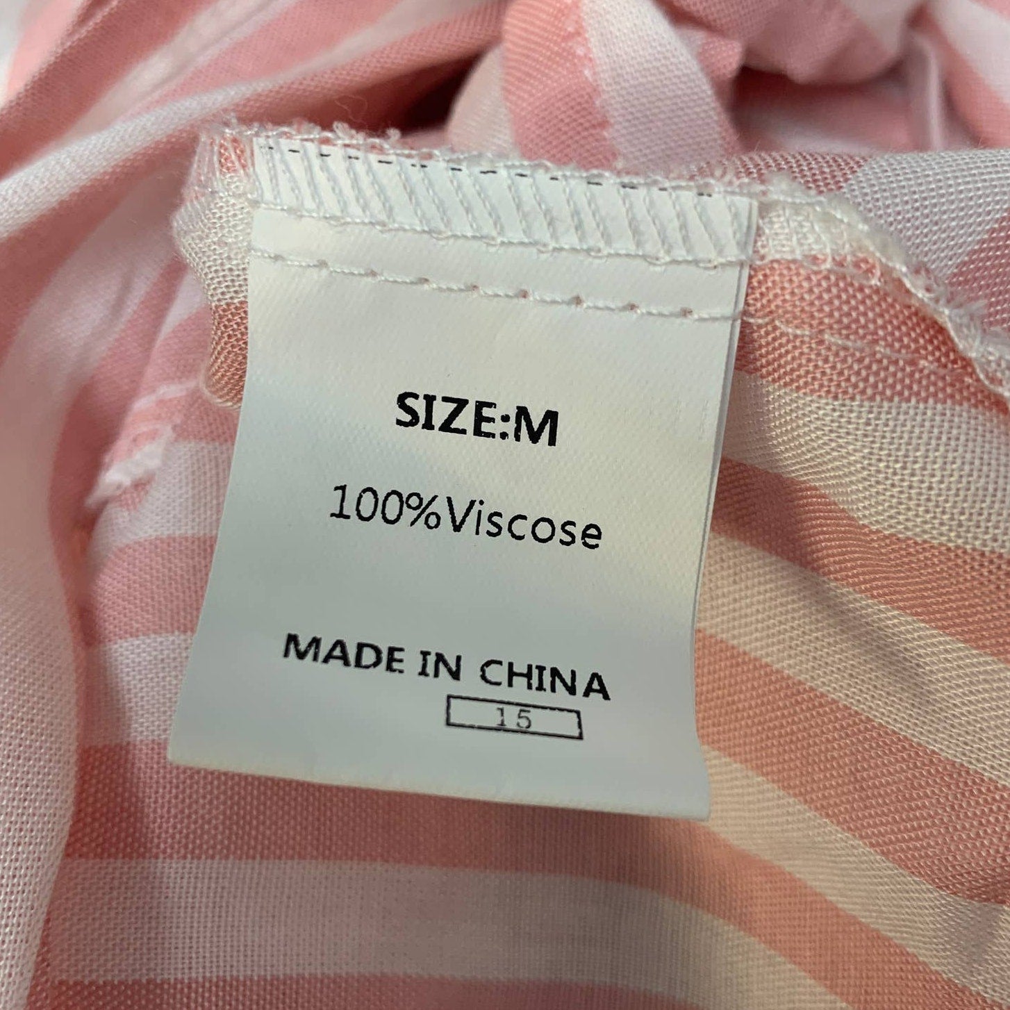 Cute Womens Medium Striped Long Flowy Sleeve 100% Viscose Front Tie Blouse Top