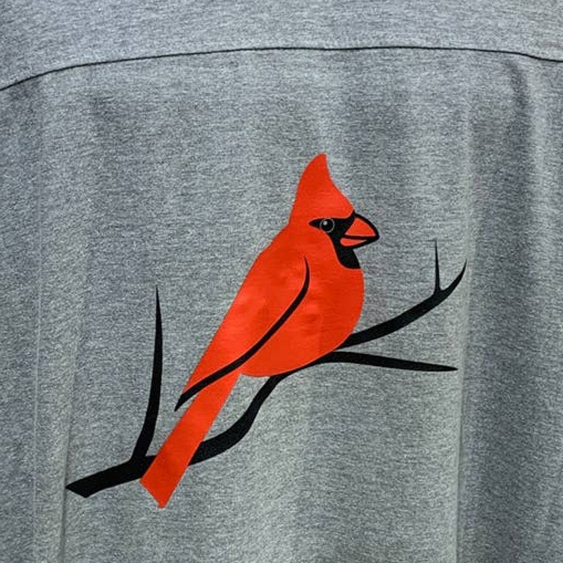 Wingspan Inspired Mens 3XL Northern Cardinal Red Bird Custom Upcycled Henley