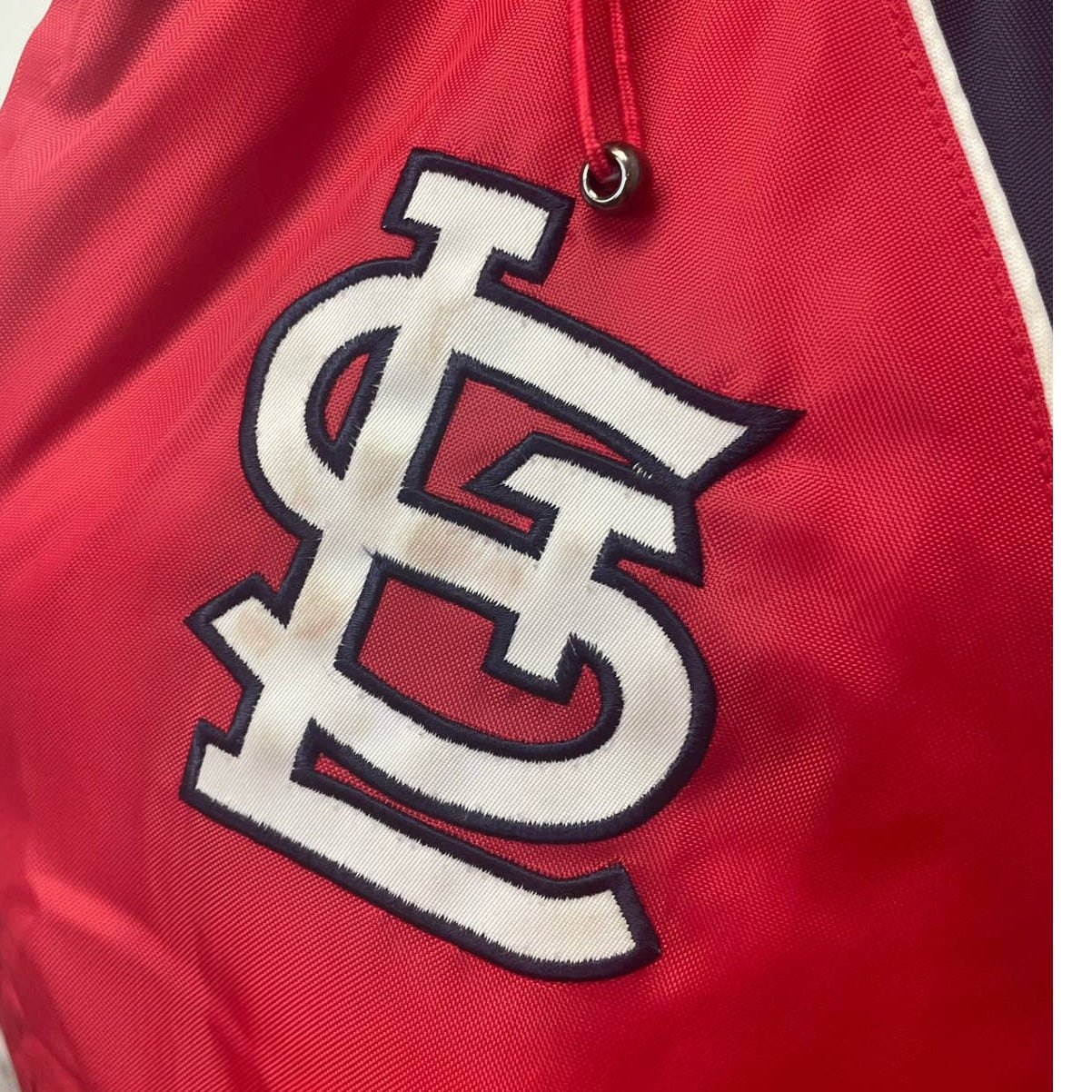 MLB St Louis Cardinals Baseball Mens XL Full Zip Up Hooded Warm Coat W Repairs