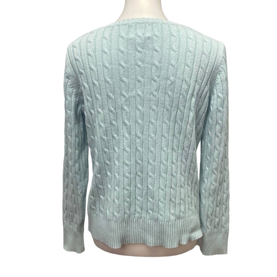 St John's Bay Womens Large Cotton Blend Cable Knit Pullover Crew Neck Sweater