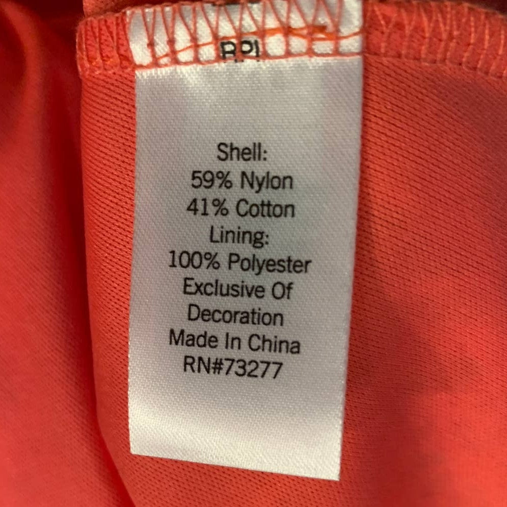 Apt 9 Womens 2X Orange Cotton Blend Lacy Overlay Midi Short Sleeve Sheath Dress