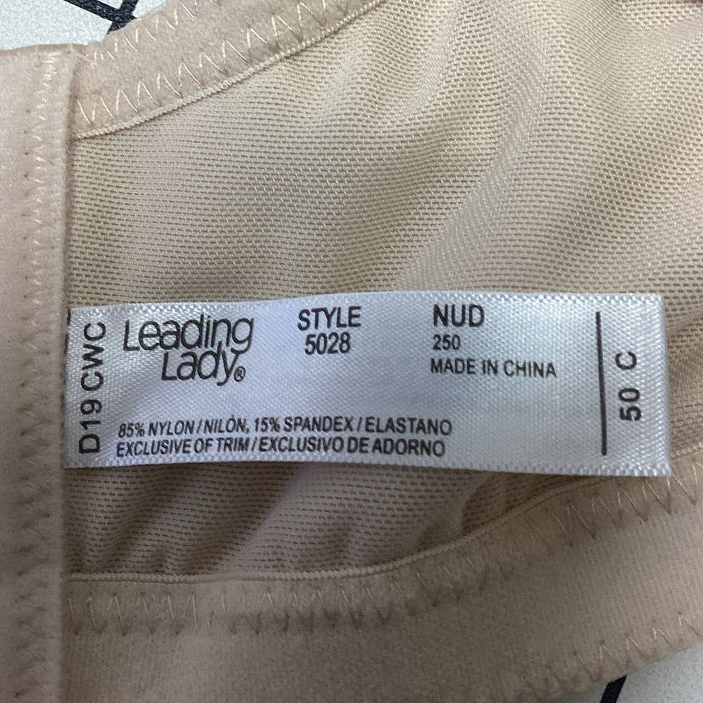 Leading Lady Size 50C Nude Tan Soft Cup Underwire Adjustable Strap 4 Hook Bra