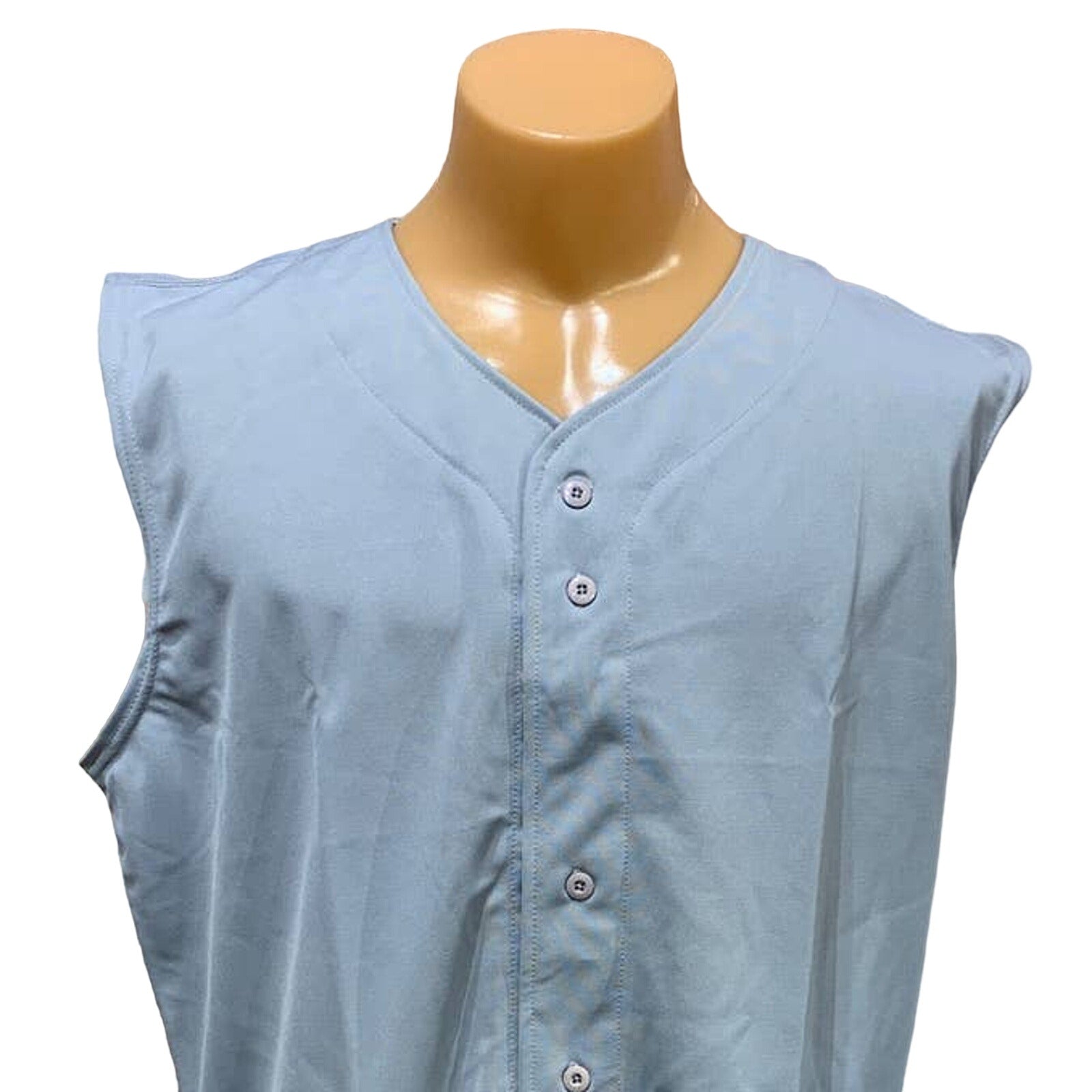 New Tag Team Uniform Adult Medium Gray Button Down Baseball Sleeveless Jersey