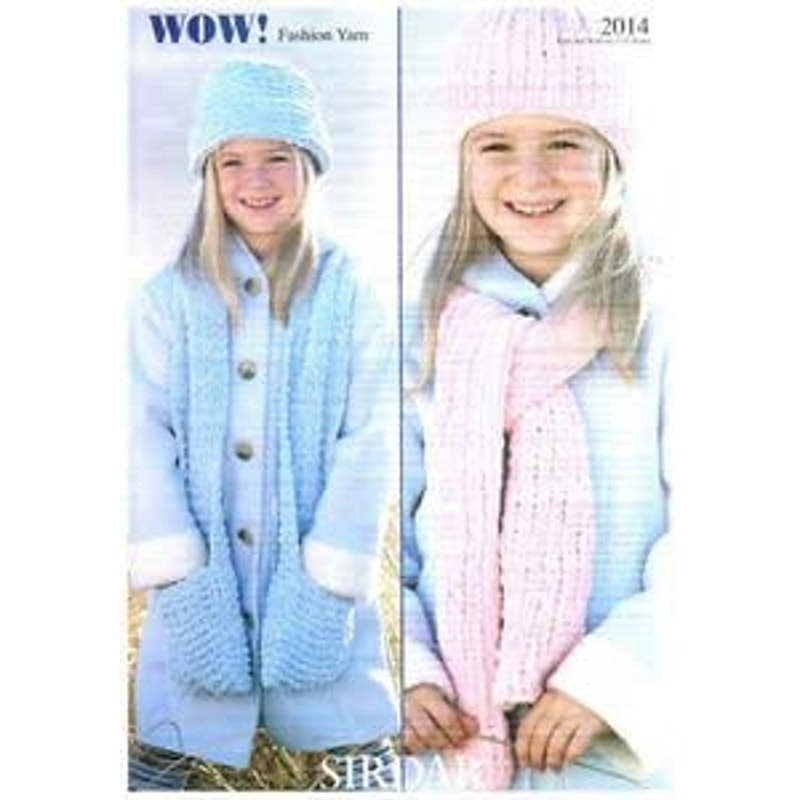 New Sirdar 2014 Wow Fashion Yarn Child Scarf Hat Knitting Pattern