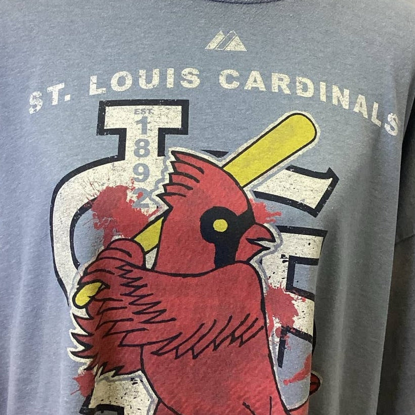 Majestic St Louis Baseball Cardinals Mens 2XL Cotton Blend Cutoff Sleeve Tee