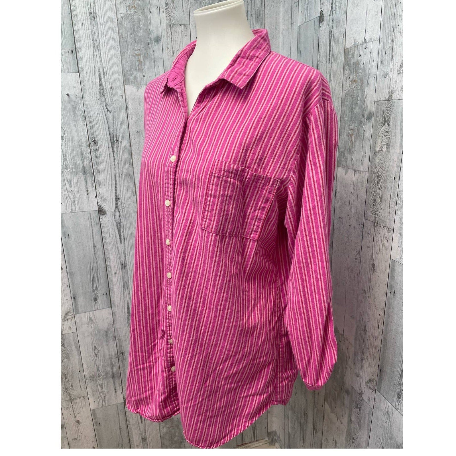 Gilligan & O'Malley Womens XXL Long Sleeve Cotton Button Front Sleepwear Shirt