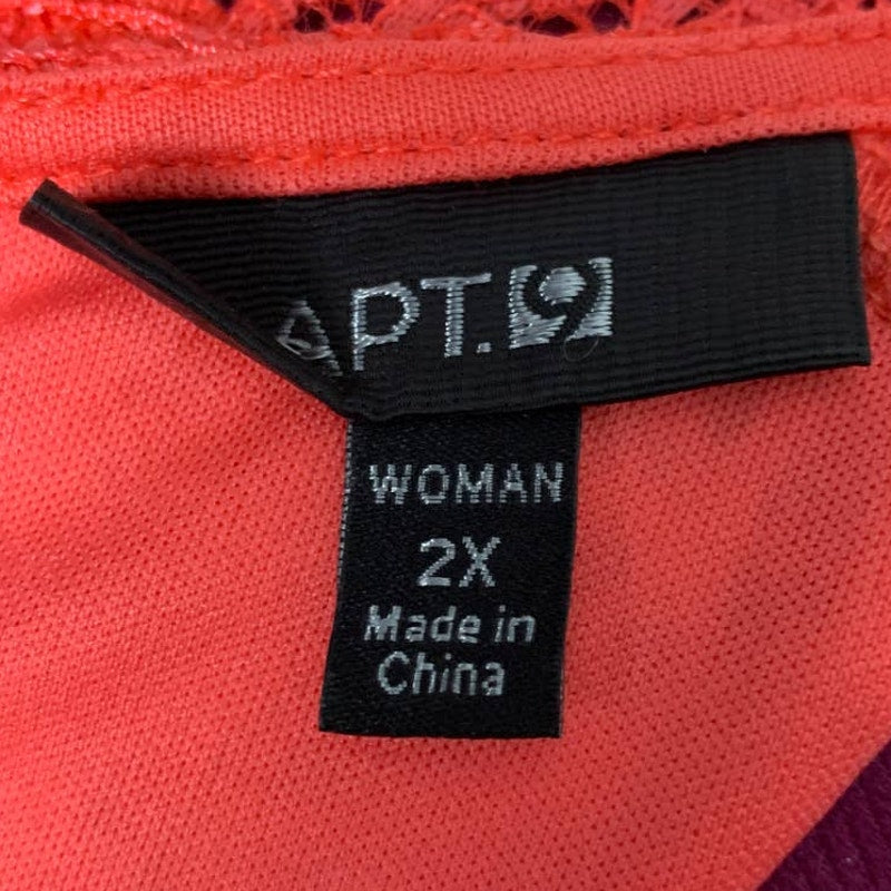 Apt 9 Womens 2X Orange Cotton Blend Lacy Overlay Midi Short Sleeve Sheath Dress