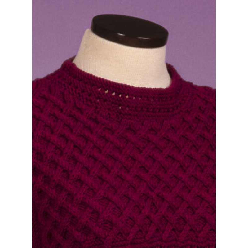 New Sue McCain Vermont Fiber Designs 130 Cable Lattice Pullover Knitting Pattern