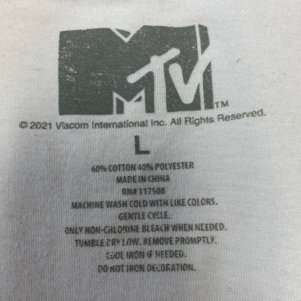 Viacom MTV Mens Large Music Television Floral Logo Short Sleeve Cotton Blend Tee