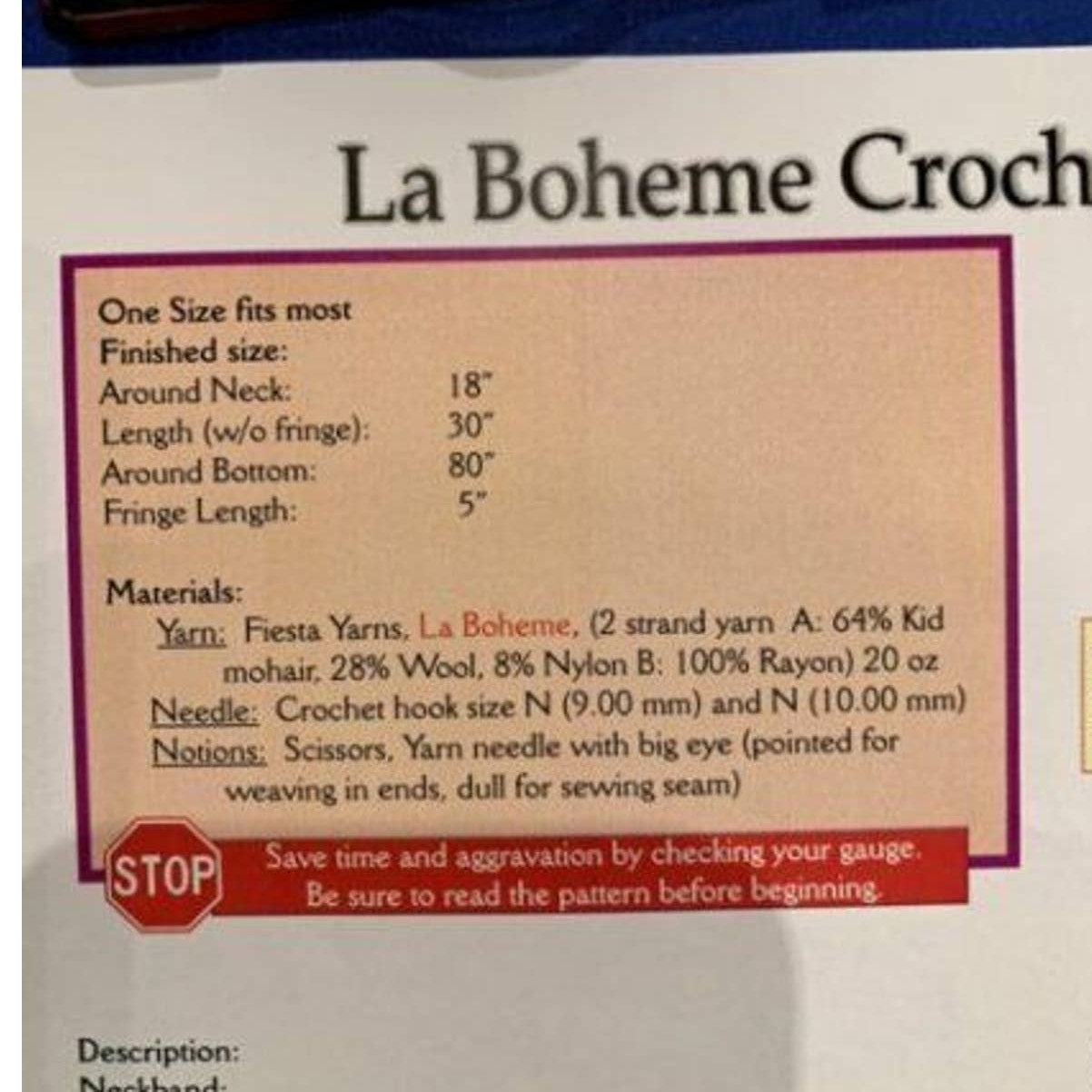 New Fiesta Yarns by Franziska Collins La Boheme Fringed Poncho Crochet Pattern