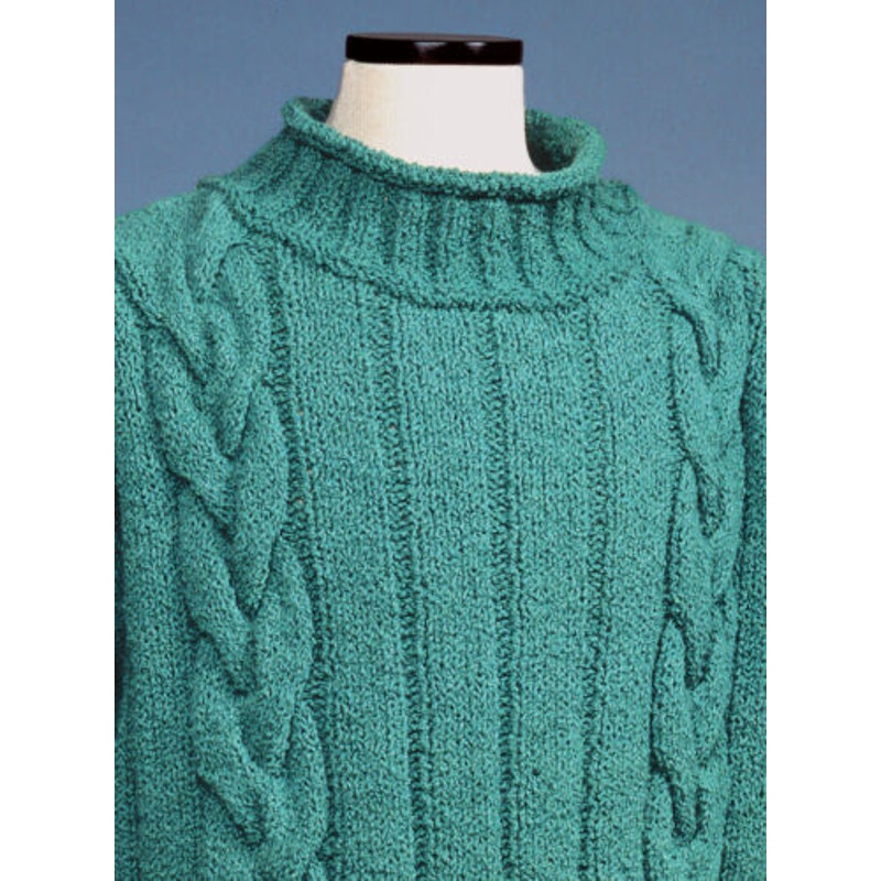 New Sue McCain Vermont Fiber Design 121 Cable Wide Rib Rollneck Pullover Pattern