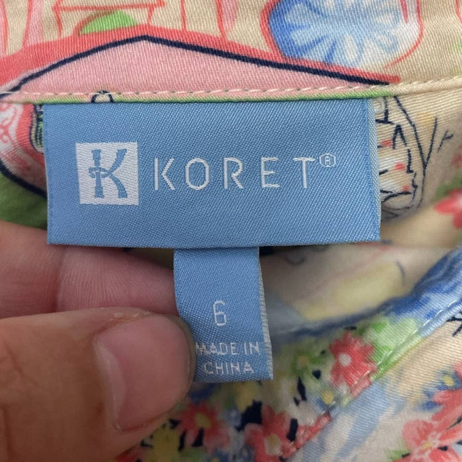 Koret Womens Size 6 Button Down Eurpean Cottage Bridges Cotton Blend Shirt