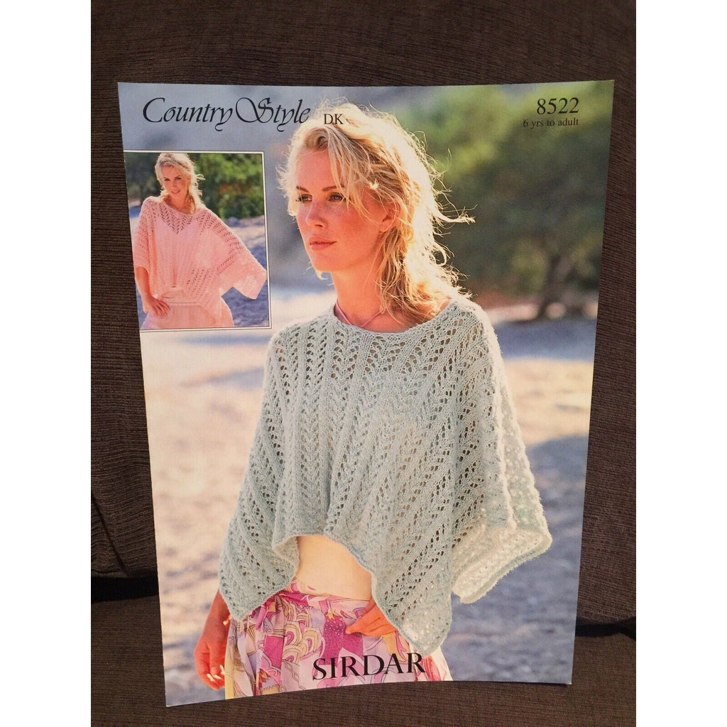 New Sirdar 8522 Country Style DK Double Knitting Poncho Sweater Pattern