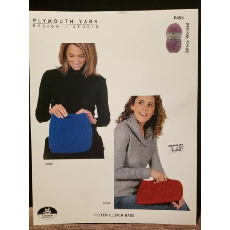 New Plymouth Yarn Galway Worsted Felted Clutch Bags Knitting Pattern P494