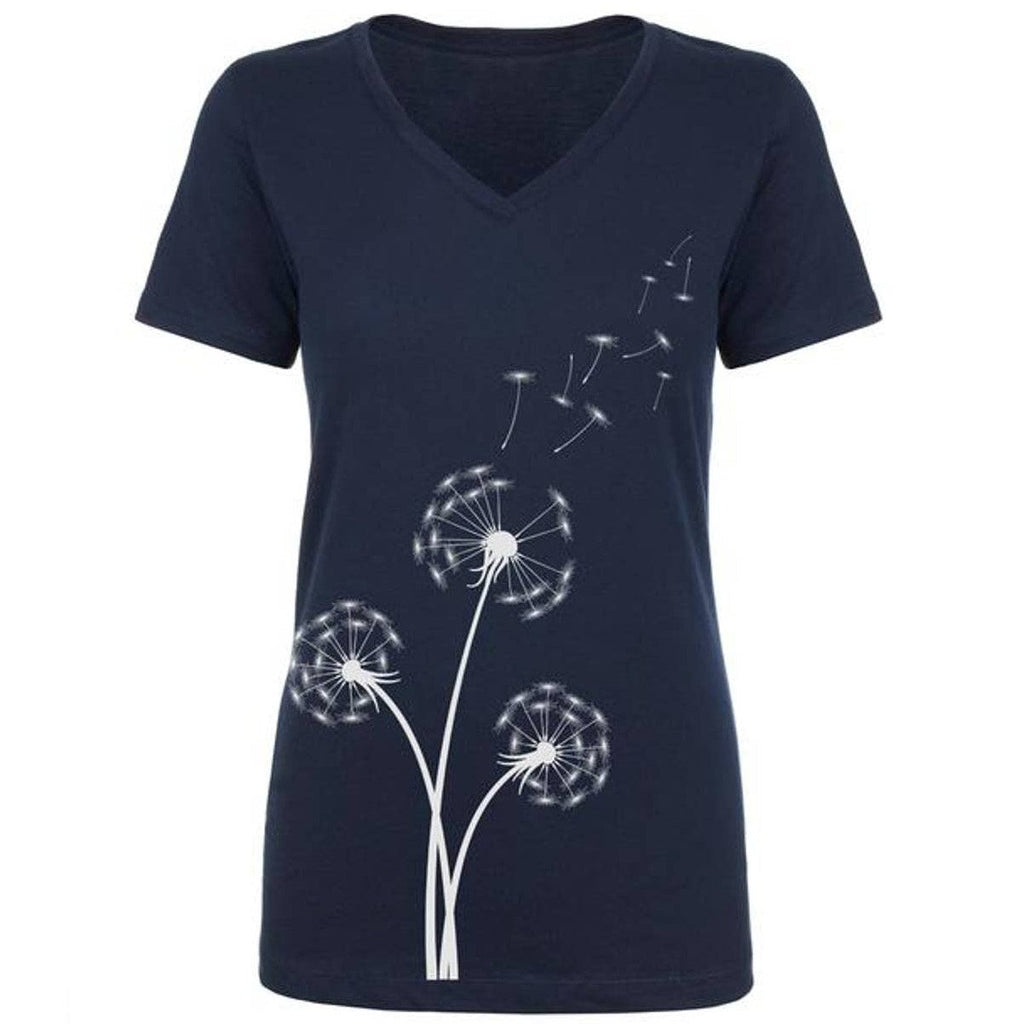 New Hand Printed Womens Large Make A Wish Dandelion Short Sleeve Tee w Necklace