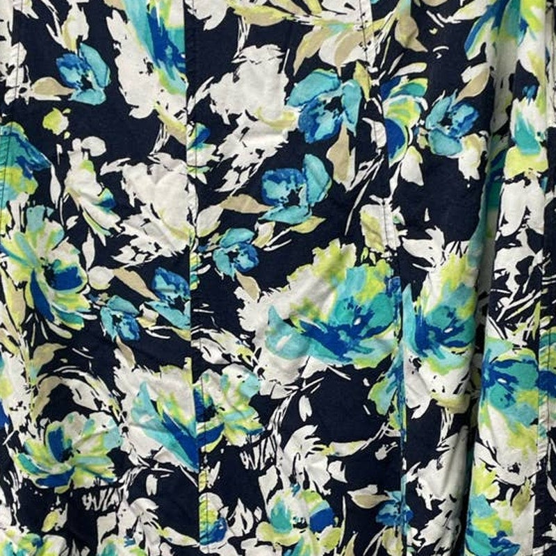 Christopher & Banks Womens Size 16 Side Zip 100% Rayon Floral Midi A-Line Skirt