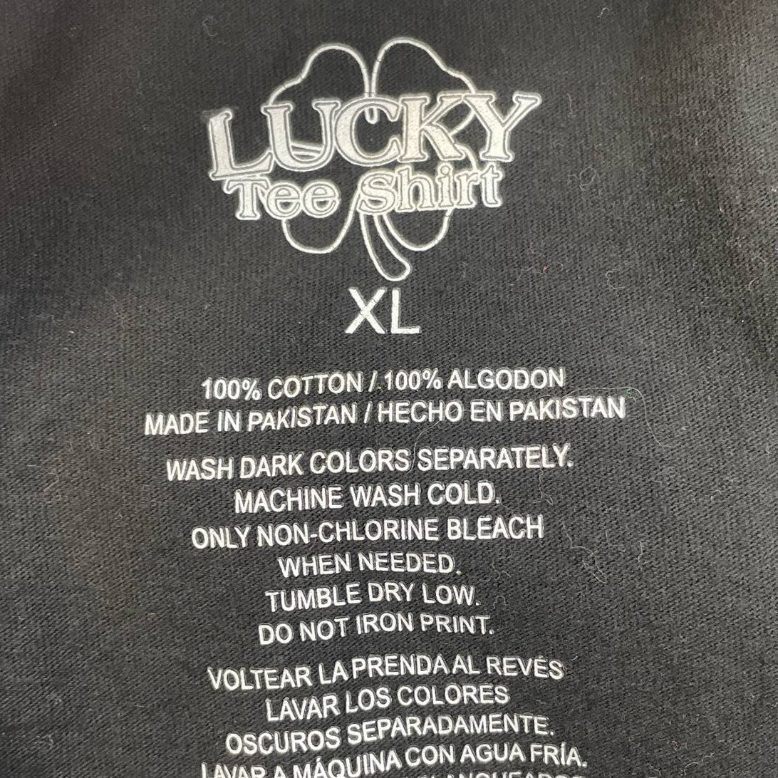 Lucky Tee Shirt Mens XL Ireland Skull Honor Courage 100% Cotton Short Sleeve Tee