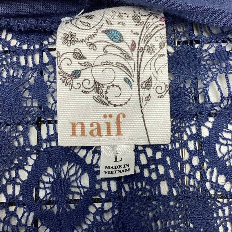 Naif Large Sleeveless Cotton Blend Attached White Tank Top w Flowy Lacy Cardigan