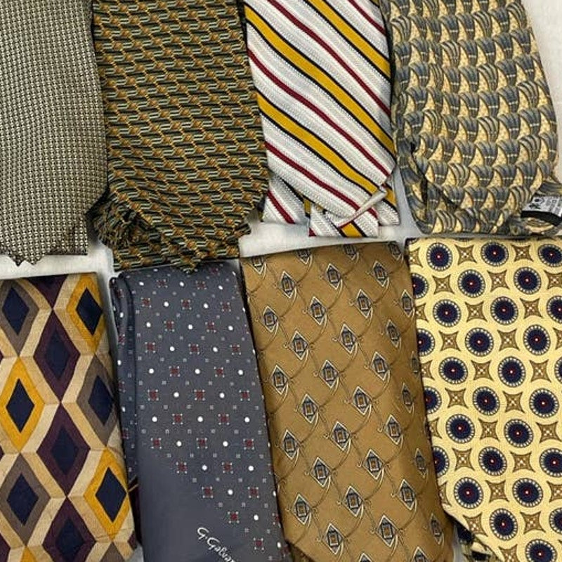 Lot of 14 Brown Gold Tan Vintage & Modern Career Silk Polyester Necktie Ties