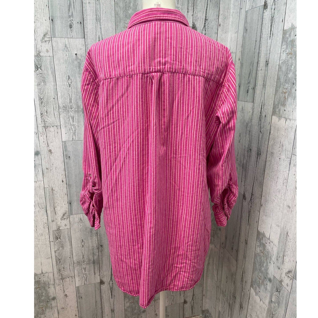 Gilligan & O'Malley Womens XXL Long Sleeve Cotton Button Front Sleepwear Shirt