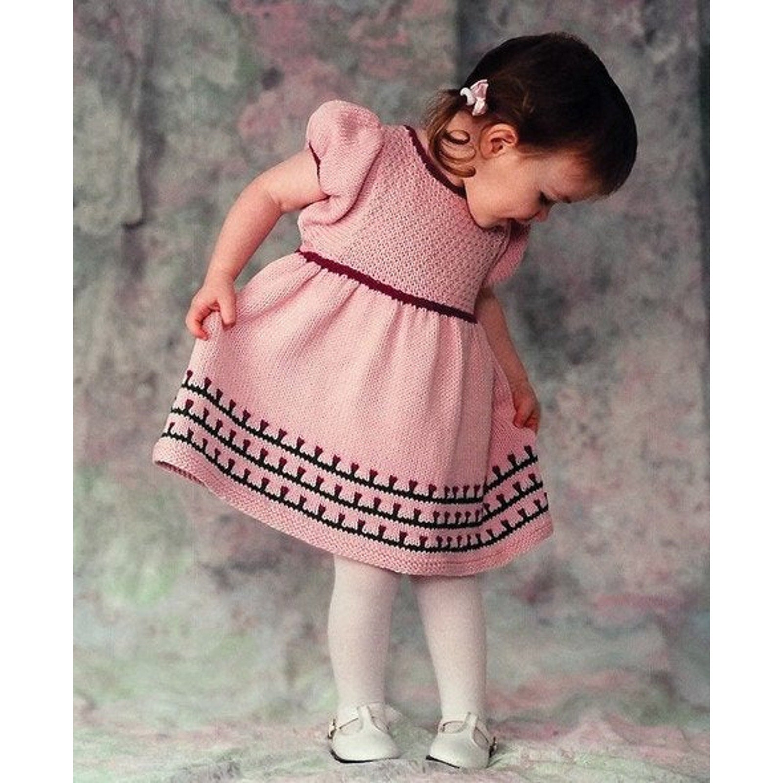 New Fiber Trends CH28E Pretty Flowers Dress Child Up to 2 Years Knitting Pattern