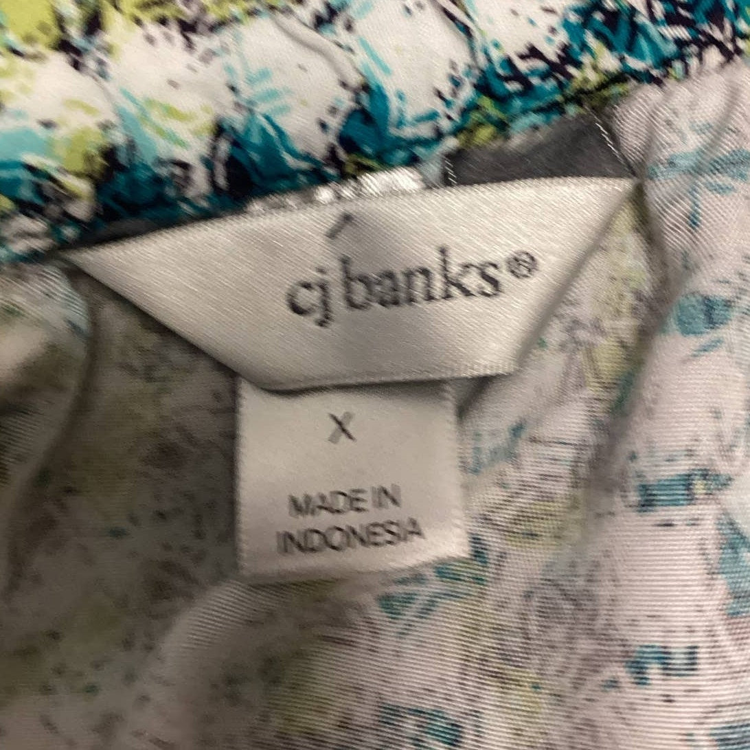 CJ Banks Womens XL Elastic Waistband Watercolor Stripe Print Flowy Midi Skirt