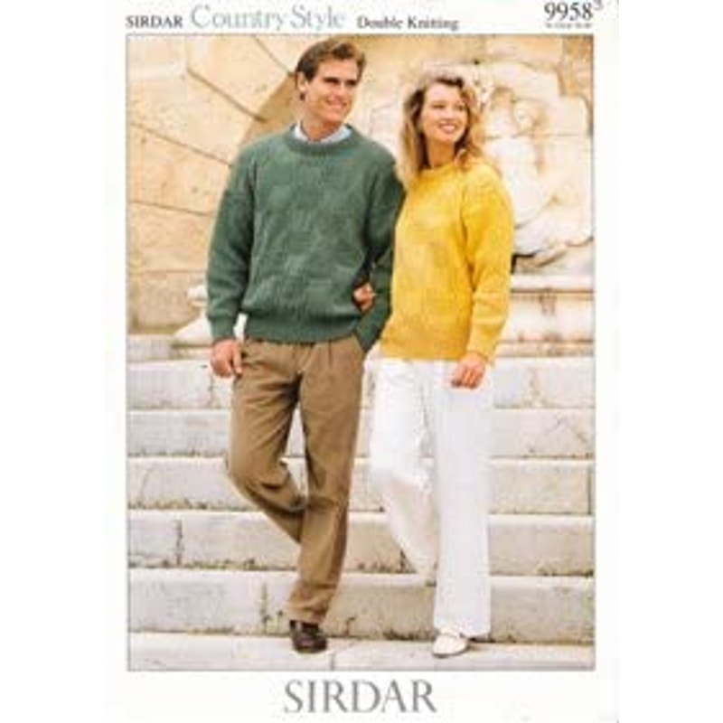 New Sirdar 9958 Country Style His Hers Pullover Sweater Double Knitting Pattern