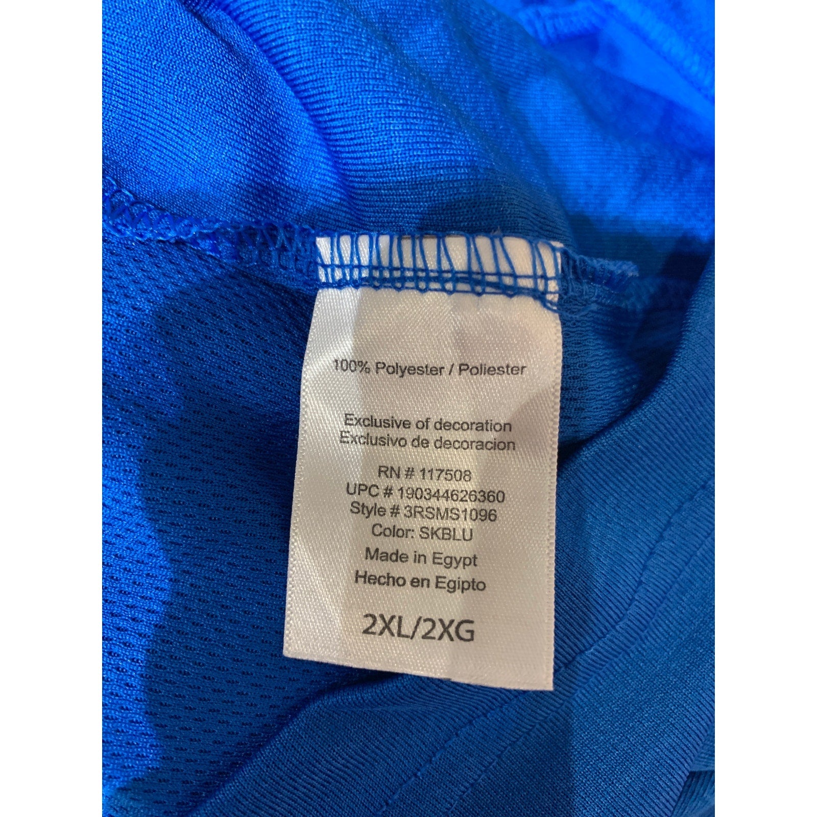 Reebok 2XL Mens Short Sleeve 100% Polyester Crew Neck Royal Blue Athletic Tee