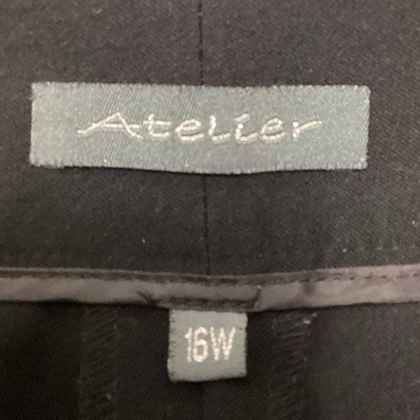 Atelier Plus Size 16W Polyester Blend Basic Long Black Straight Leg Career Pants
