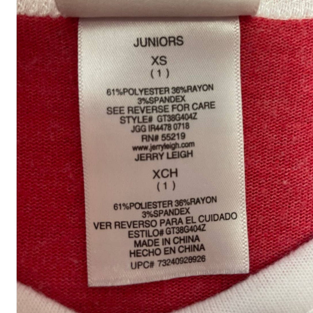 Jerry Leigh Juniors XS Blessed Long Sleeve V-Neck Polyester Blend Striped Top