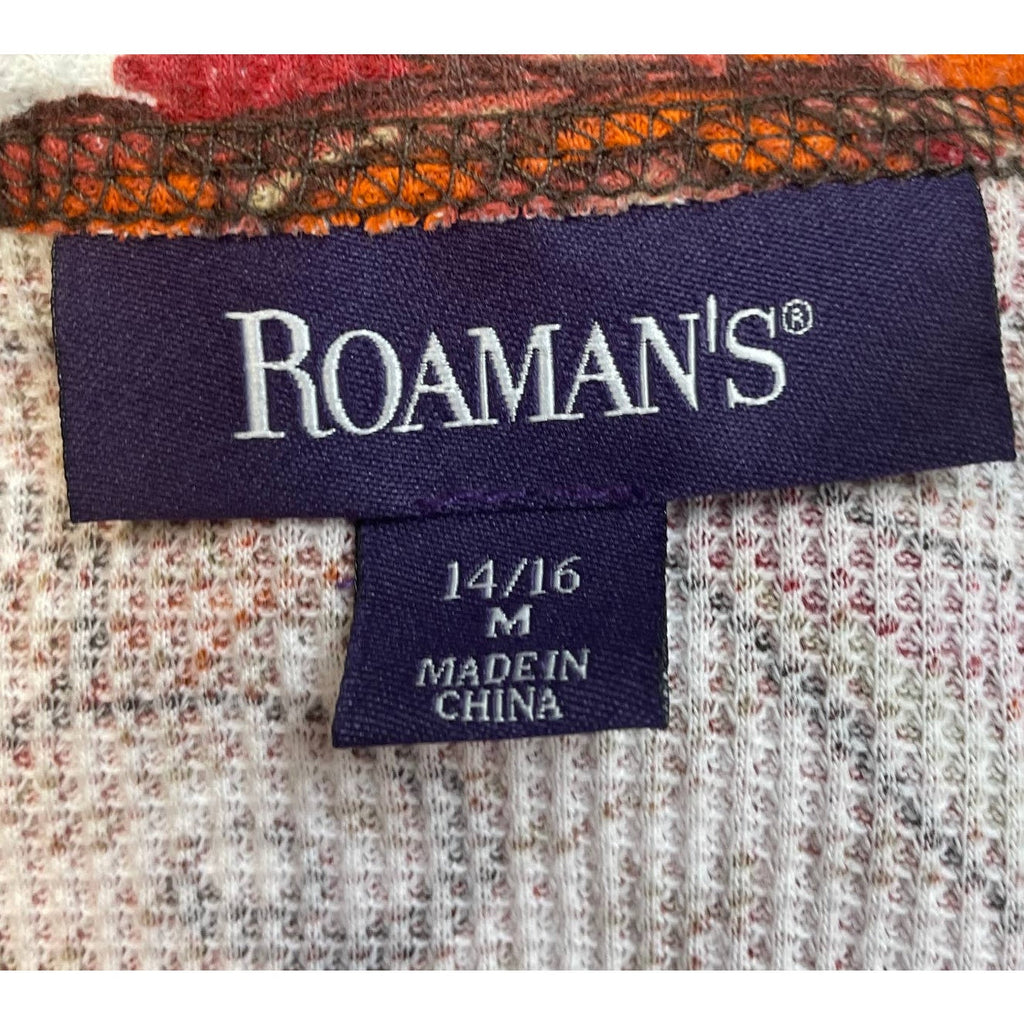 Roaman's Women Size 14/16 Long Sleeve Boho Patchwork Print Paisley Blouse Top