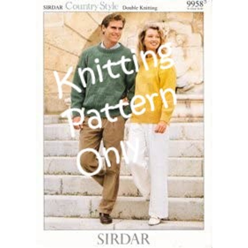 New Sirdar 9958 Country Style His Hers Pullover Sweater Double Knitting Pattern
