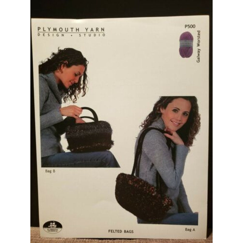 New Plymouth Yarn Galway Worsted Felted Bags Knitting Pattern P500