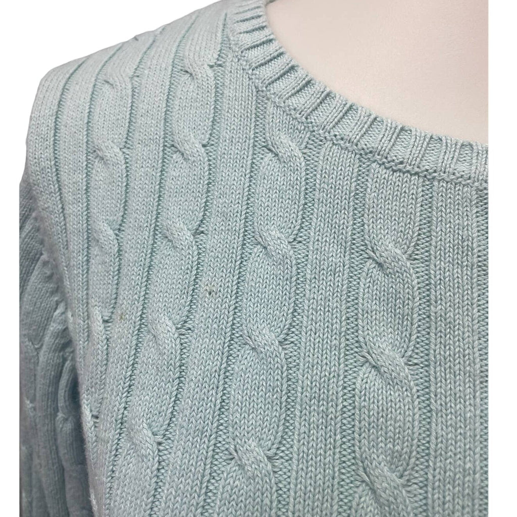 St John's Bay Womens Large Cotton Blend Cable Knit Pullover Crew Neck Sweater