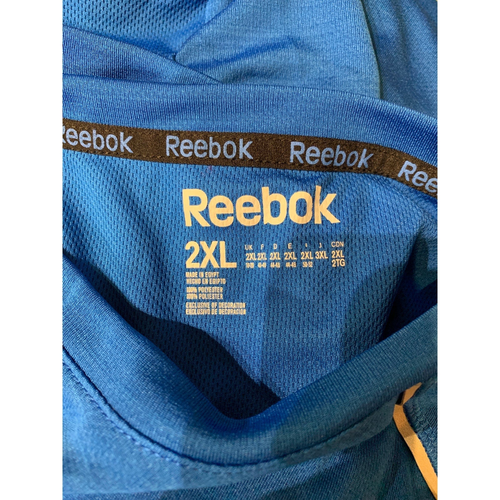 Reebok 2XL Mens Short Sleeve 100% Polyester Crew Neck Royal Blue Athletic Tee