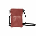 Womens Cell Phone Purse - Cognac Red