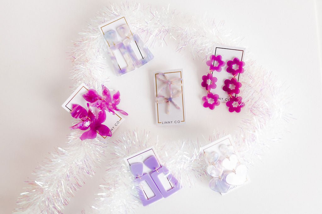 Zoey Statement Earrings - Orchid Purple